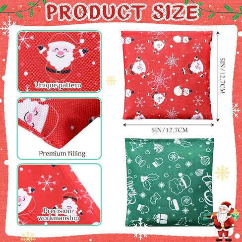 12 Pcs Christmas Bean Bags for Tossing 5 x 5 Inch Santa Claus Snowflake Bean Bags Cornhole Game Bag for Christmas Winter Cornhole Party Game Supplies in Saudi Arabia