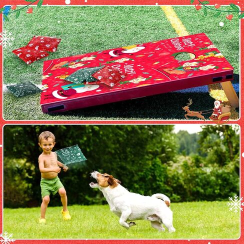 12 Pcs Christmas Bean Bags for Tossing 5 x 5 Inch Santa Claus Snowflake Bean Bags Cornhole Game Bag for Christmas Winter Cornhole Party Game Supplies in Saudi Arabia