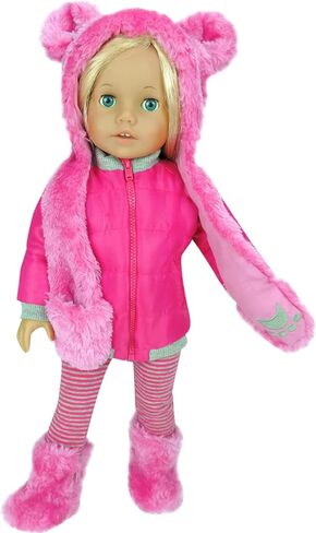 Sophia's 18" Doll Buffalo Check Fur Trimmed Coat, Check Scarf, Leggings & Check Boots in Saudi Arabia