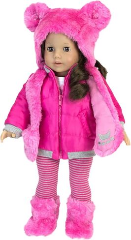 Sophia's 18" Doll Buffalo Check Fur Trimmed Coat, Check Scarf, Leggings & Check Boots in Saudi Arabia