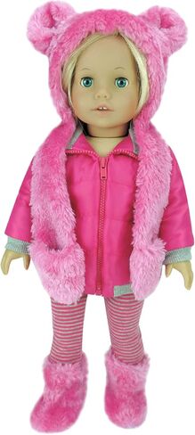 Sophia's 18" Doll Buffalo Check Fur Trimmed Coat, Check Scarf, Leggings & Check Boots in Saudi Arabia