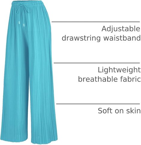 LL WB1485 Womens Casual High Waisted Pleated Palazzo Pants Trousers with Drawstring Plus Mauve in Saudi Arabia