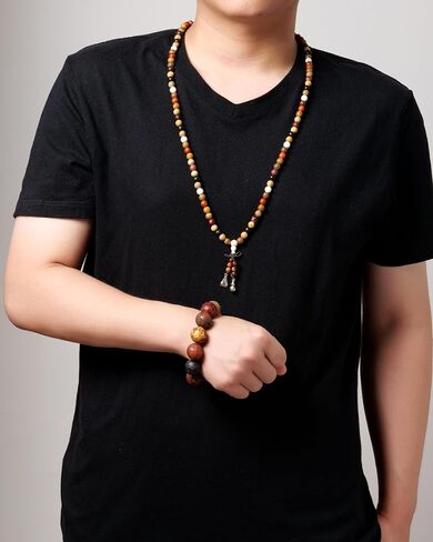 Handcrafted Wooden Bead Bracelet Mixed Natural Wood Colors Prayer Bracelet for Men or Women,1pc/pack in Saudi Arabia