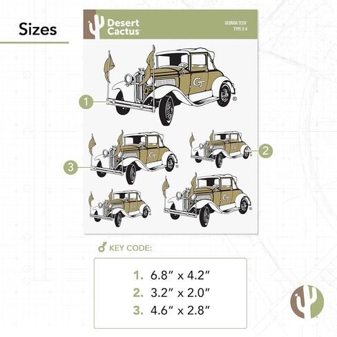 Desert Cactus Georgia Tech Sticker Yellow Jackets GT Institute of Technology Stickers Vinyl Decals Laptop Water Bottle Car Scrapbook T3 (Type 3-3) in Saudi Arabia