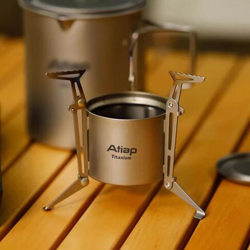 موقد حرق الخشب للكحول من التيتانيوم، موقد شواء محمول مع حقيبة حمل خفيفة الوزن للنزهة والشواء والتخييم والمشي لمسافات طويلة in Kuwait