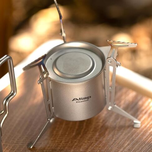 موقد حرق الخشب للكحول من التيتانيوم، موقد شواء محمول مع حقيبة حمل خفيفة الوزن للنزهة والشواء والتخييم والمشي لمسافات طويلة in Kuwait