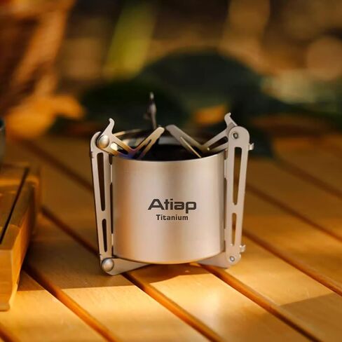 موقد حرق الخشب للكحول من التيتانيوم، موقد شواء محمول مع حقيبة حمل خفيفة الوزن للنزهة والشواء والتخييم والمشي لمسافات طويلة in Kuwait