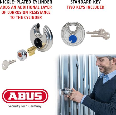 ABUS 24IB/70 قفل قرص مع تكبل من الفولاذ المقاوم للصدأ، بمفتاح مختلف in Kuwait