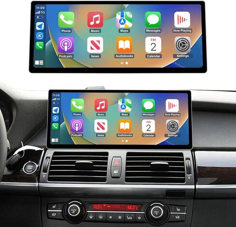 NINETOM 2025 Upgraded 12.3" Ultra-Narrow Touchscreen Wireless CarPlay Android Auto Receiver Compatible with BMW X5 X6 Series E70/E71 (2009–2013), for CIC System in Saudi Arabia