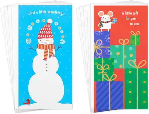 Hallmark Money and Gift Card Holder Christmas Card Pack (10 Money Holder Cards with Envelopes) Snowman, Mouse with Presents for Kids and Grandchildren in Saudi Arabia