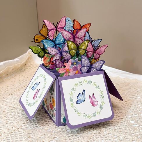 Greeting Cards with Envelopes, Pop-up Style,Butterfly & Bouquet Greeting Card, Perfect for Family and Friends in Saudi Arabia