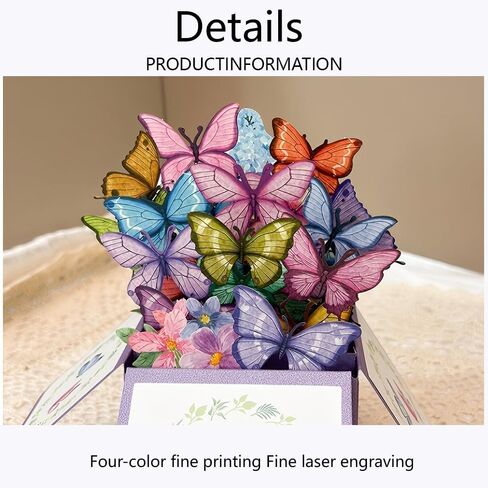 Greeting Cards with Envelopes, Pop-up Style,Butterfly & Bouquet Greeting Card, Perfect for Family and Friends in Saudi Arabia