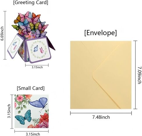Greeting Cards with Envelopes, Pop-up Style,Butterfly & Bouquet Greeting Card, Perfect for Family and Friends in Saudi Arabia