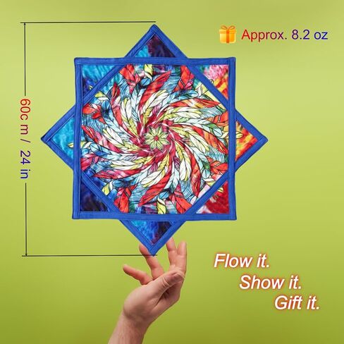 24" Lightweight Flow Star | Flowstar Spinning Cloth for Beginners | Easy to Spin & Do Tricks | Fun & Challenging Flow Toys for Juggling, EDM, Festival, Club, Party, Dance (Psychedelic Feathers) in Saudi Arabia