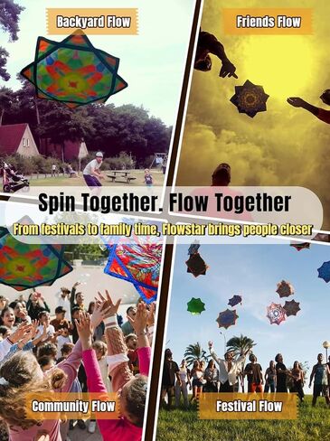 24" Lightweight Flow Star | Flowstar Spinning Cloth for Beginners | Easy to Spin & Do Tricks | Fun & Challenging Flow Toys for Juggling, EDM, Festival, Club, Party, Dance (Psychedelic Feathers) in Saudi Arabia