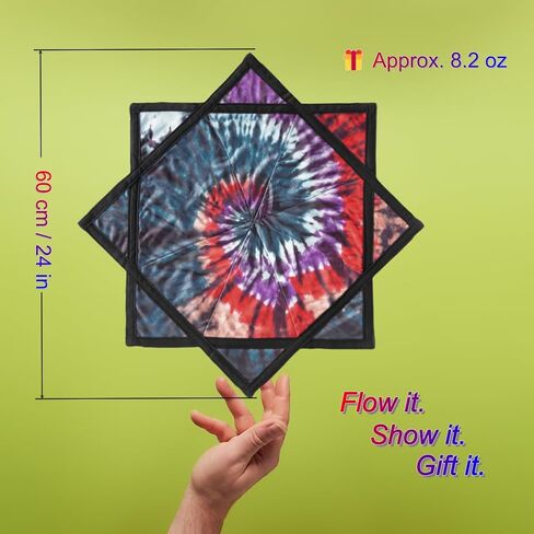 24" Lightweight Flow Star | Flowstar Spinning Cloth for Beginners | Easy to Spin & Do Tricks | Fun & Challenging Flow Toys for Juggling, EDM, Festival, Club, Party, Dance (Psychedelic Feathers) in Saudi Arabia