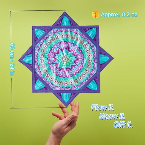 24" Lightweight Flow Star | Flowstar Spinning Cloth for Beginners | Easy to Spin & Do Tricks | Fun & Challenging Flow Toys for Juggling, EDM, Festival, Club, Party, Dance (Psychedelic Feathers) in Saudi Arabia