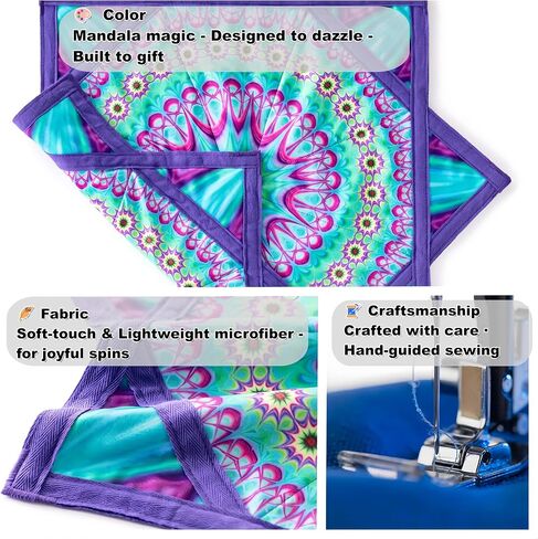 24" Lightweight Flow Star | Flowstar Spinning Cloth for Beginners | Easy to Spin & Do Tricks | Fun & Challenging Flow Toys for Juggling, EDM, Festival, Club, Party, Dance (Psychedelic Feathers) in Saudi Arabia