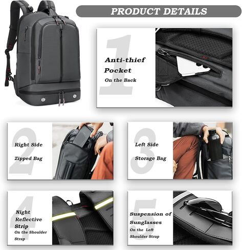 Somago Rucksack Backpack Carry On Multifunction Travel Bag for Airplanes Business Water Resistant with Shoe Compartment Anti-thief Pocket Fit for 16 Inch Laptop, Black in Kuwait