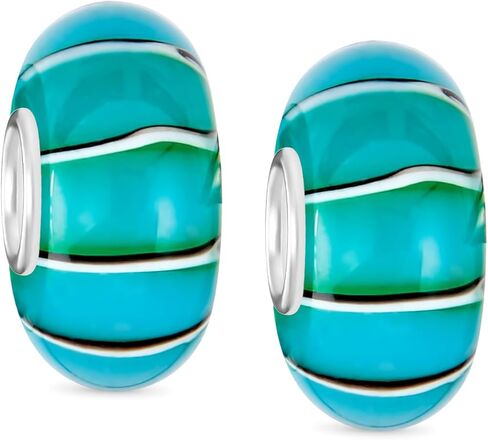 Solid Green Jade and Blue Turquoise Gemstone Spacer Charm Bead For Women Teen .925 Sterling Silver Fits European Bracelet in Saudi Arabia