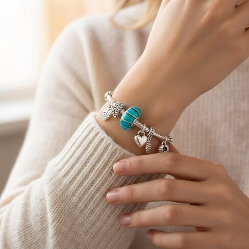 Solid Green Jade and Blue Turquoise Gemstone Spacer Charm Bead For Women Teen .925 Sterling Silver Fits European Bracelet in Saudi Arabia