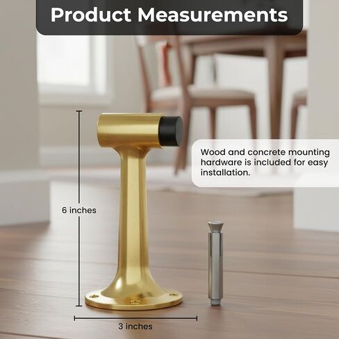 Heavy Duty 6″ Door Stop, Solid Brass Commercial Grade, Floor Mount Stopper (Polished Brass) in Saudi Arabia