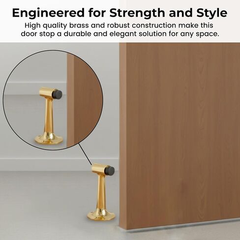 Heavy Duty 6″ Door Stop, Solid Brass Commercial Grade, Floor Mount Stopper (Polished Brass) in Saudi Arabia