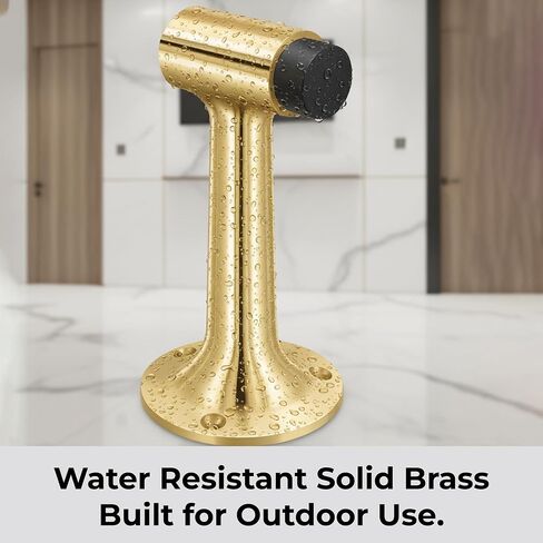 Heavy Duty 6″ Door Stop, Solid Brass Commercial Grade, Floor Mount Stopper (Polished Brass) in Saudi Arabia