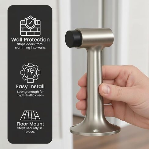 حاجز باب عالي التحمل مقاس 6 بوصات، درجة تجارية من النحاس الصلب، سدادة مثبتة على الأرض (نحاس مصقول) in Kuwait