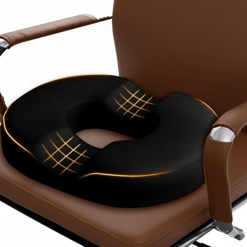Donut Pillow Seat Cushion with Washable Cover – Tailbone Pain Relief Cushion for Postpartum – Anti-Slip Sciatica Pain Relief Pillow – Lumbar Support Pillow for Office Chair, Car & Home in Saudi Arabia