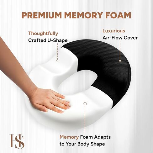 Donut Pillow Seat Cushion with Washable Cover – Tailbone Pain Relief Cushion for Postpartum – Anti-Slip Sciatica Pain Relief Pillow – Lumbar Support Pillow for Office Chair, Car & Home in Saudi Arabia