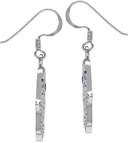 Silvershake 925 Sterling Silver Evil Eye On Hamsa Hand Dangle Hook Earrings Protective Symbol Jewelry for Women in Saudi Arabia