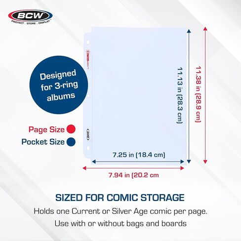 BCW 3-Inch Comic Book Binder with 50 LaserWeld® Comic Pages | D-Ring Binder Set with Clear Plastic Sheet Protectors | Page Protectors for 3-Ring Storage in Saudi Arabia