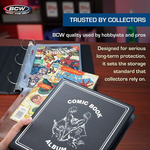 BCW 3-Inch Comic Book Binder with 50 LaserWeld® Comic Pages | D-Ring Binder Set with Clear Plastic Sheet Protectors | Page Protectors for 3-Ring Storage in Saudi Arabia