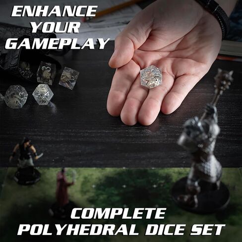Monster Gelatinous Gaming Dice Set- 7 Green Polyhedral Dice Set with Cubes Victim & Treasure Within- Handmade Premium Sharp Edge Resin- Compatible with D&D Dungeons Dragons MTG Magic & All RPG Games in Saudi Arabia