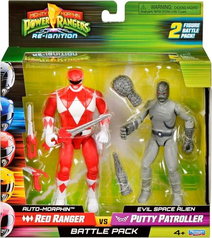 Power Rangers Mighty Morphin Re-Ignition - Auto-Morphin Red Ranger vs Putty Patroller Verse 2-Pack by Playmates Toys in Saudi Arabia