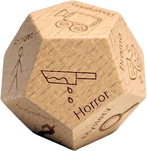 12-Sided Movie Genre Dice – Random Movie Picker Spinner – Comedy, Action, Horror, Romance, Sci-Fi & More – Fun Game for Movie Lovers in Kuwait