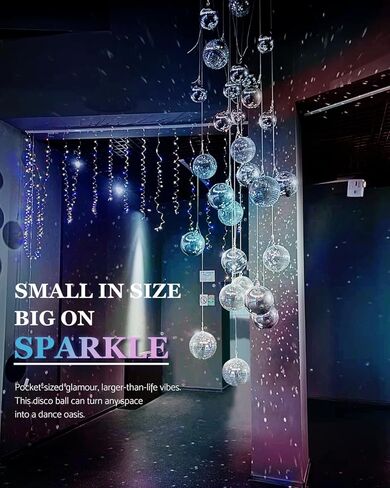 Youdepot Disco Ball 4" Inch 2-Pack,Silver Hanging Ball with Attached String for Ring,Reflects Light,Fun Party Home Bands Decorations,Party Favor. in Kuwait