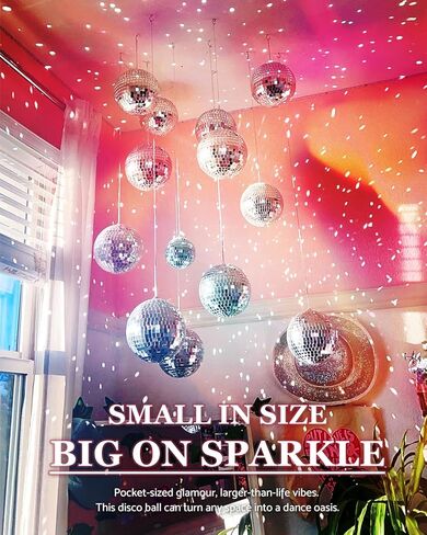 Youdepot Disco Ball 4" Inch 2-Pack,Silver Hanging Ball with Attached String for Ring,Reflects Light,Fun Party Home Bands Decorations,Party Favor. in Kuwait