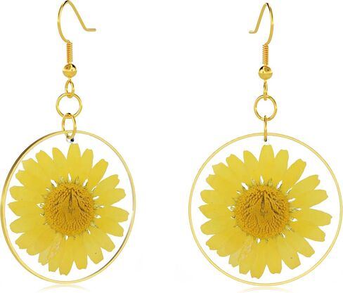 Handmade Flower Earrings Queen Anne's Lace Pressed Wildflower Earrings Dried Flower Earrings Pressed Flower Earrings Handmade Earrings Drop Dangle Earring Dry Flower Earrings for Women in Saudi Arabia