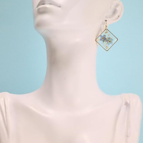 Handmade Flower Earrings Queen Anne's Lace Pressed Wildflower Earrings Dried Flower Earrings Pressed Flower Earrings Handmade Earrings Drop Dangle Earring Dry Flower Earrings for Women in Kuwait