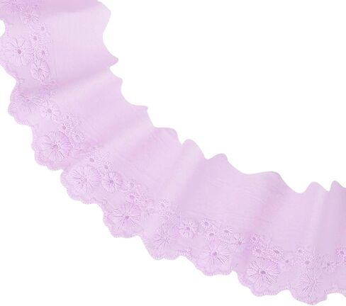 uxcell 5 Yards Eyelet Lace Trim, 2.17 Inch Wide Floral Cotton Lace Ribbon Embroidery Ruffle Ribbon Trim for Sewing Dress Apron Pillow Clothes Bag Decoration, Sapphire in Saudi Arabia