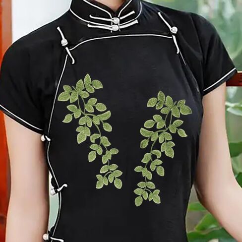 1 Pair Fresh Green Leaf Embroidery Lace No Back Patches Garment Curtain Tablecloth Decoration Patches (1 Pair Green Leaf) in Saudi Arabia