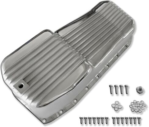 Finned Stock Oil Pan For Chevy SBC 265 283 305 350 400 1955-1979 Black Aluminum in Saudi Arabia
