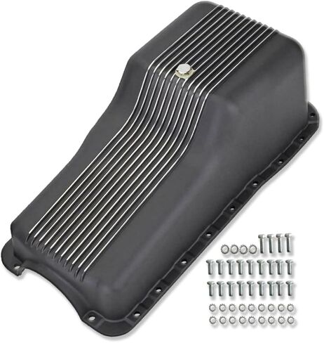 Finned Stock Oil Pan For Chevy SBC 265 283 305 350 400 1955-1979 Black Aluminum in Saudi Arabia