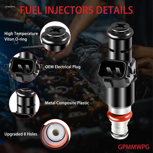 4 قطع حاقن وقود OE 16450-RBB-003 حاقن 8 فتحات 2.0 لتر متوافق مع Honda 2.0 Civic Si 2006-2011، لـ Acura CSX 2006-2011 RSX (Type-S) 2005-2006 16450RBB003 مجموعة من 4 in Saudi Arabia