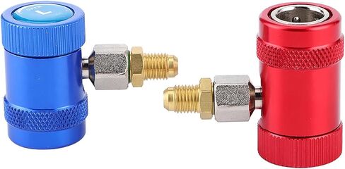 Keenso Brass Quick Couplers Air Conditioner Service Port Adapter Kit, Durable Connectors for R1234yf Refrigerants, Suitable for AC Charging, Diagnostic Checks, RedBlue in Saudi Arabia