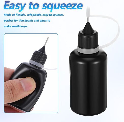 10Pcs 1 Oz/ 30ml Black Precision Tip Applicator Bottle, Tip Applicator Bottle with 2 Funnel Fine Needle Tips Applicators for Glue, Oil, DIY Crafts in Saudi Arabia