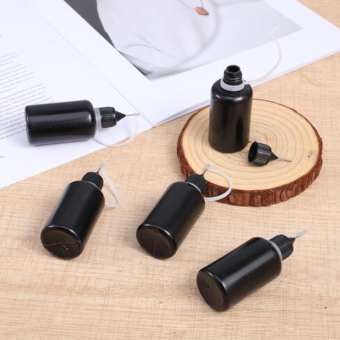 10Pcs 1 Oz/ 30ml Black Precision Tip Applicator Bottle, Tip Applicator Bottle with 2 Funnel Fine Needle Tips Applicators for Glue, Oil, DIY Crafts in Saudi Arabia