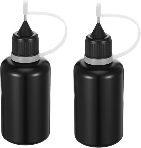 10Pcs 1 Oz/ 30ml Black Precision Tip Applicator Bottle, Tip Applicator Bottle with 2 Funnel Fine Needle Tips Applicators for Glue, Oil, DIY Crafts in Saudi Arabia